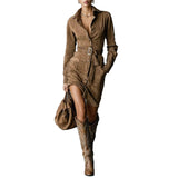 Women's Long-sleeved Blouse Dress With Belt