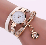 Lovemi -  Thin belt fashion ladies watch Casual three-ring winding bracelet watch Women's fashion quartz watch