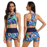 European and American Sports Vest Split Flat Angle Bikini Set Split Swimsuit Sleeveless Swimsuit Women's Swimsuit