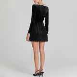 Velvet Rhinestone Mini Dress