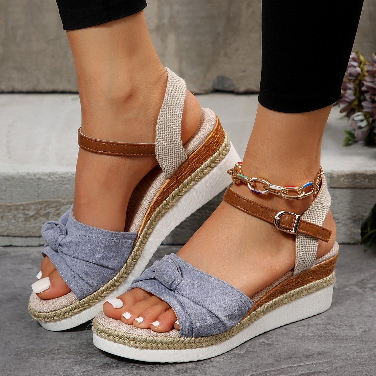 Lovemi -  Thick-Soled Bow Sandals