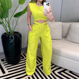 Lovemi -  Female Fashion Hot Girl Backless Slim Fit Yellow Suit