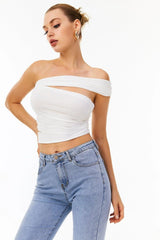 Lovemi -  New Sexy Slim Vest Pleated Oblique Shoulder Strap