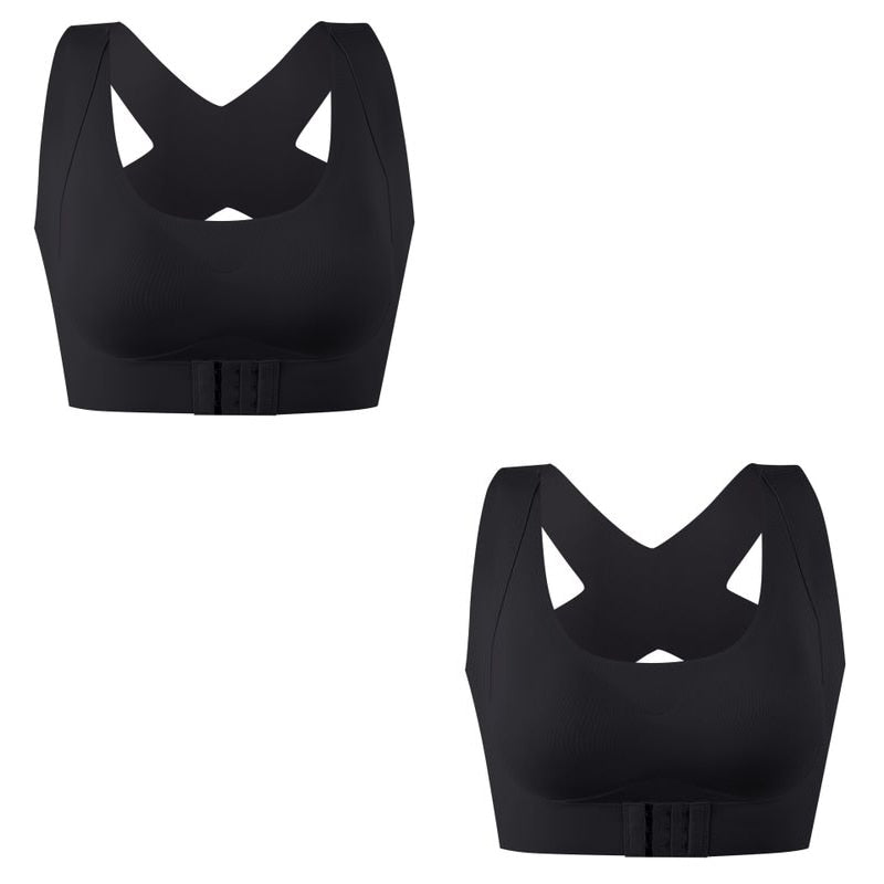 Women's Push-Up Bra with Posture Corrector | Front Closure Cross-Back Bralette