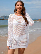 Backless Boat Neck Long Sleeve Cover Up-3