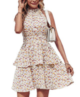 Lovemi -  Summer Printed Halter Dress Fashion Boho Backless Ruffled A-Line Beach Dresses For Womens Clothing
