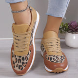 Lovemi -  Fashoin Leopard Print Lace-up Sports Shoes For Women Sneakers Casual Running Walking Flat Shoes