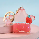 Lovemi -  Quicksand Oil Five-pointed Star Strawberry Key Chain Floating Acrylic
