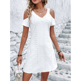 Lovemi -  New Off-shoulder Short-sleeved Dress Fashion Summer Slimming A-line Dresses Casual Holiday Beach Dress For Womens Clothing
