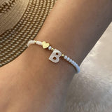 Lovemi -  26 Letters White Shell Beaded Bracelet Women Metal Love Design Bracelet Jewelry