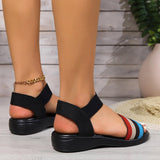 Lovemi -  Fashion Color-block Elastic Sandals Summer Fashion Fish Mouth Flat Shoes For Women