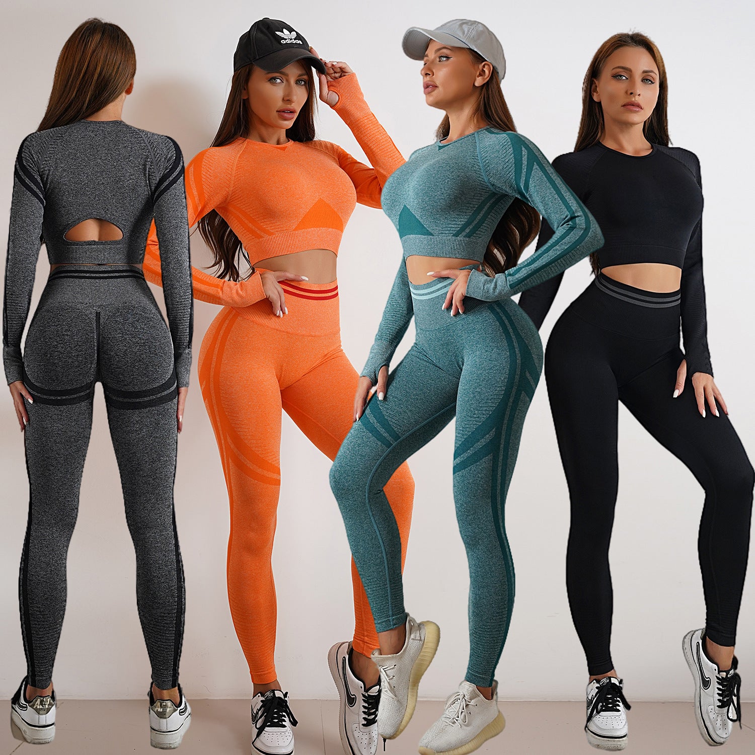 Lovemi -  Seamless Yoga Pants Sports Gym Fitness Leggings Or Long Sleeve Tops Outfits Butt Lifting Slim Workout Sportswear Clothing