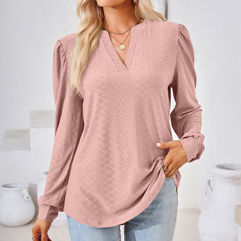 Puff Sleeve V-Neck Blouse