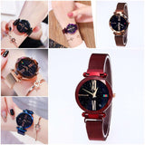 Lovemi -  Luxury Women Watches Mesh Ladies Clock Magnet Buckle Starry Diamond Geometric Surface Quartz Wristwatch