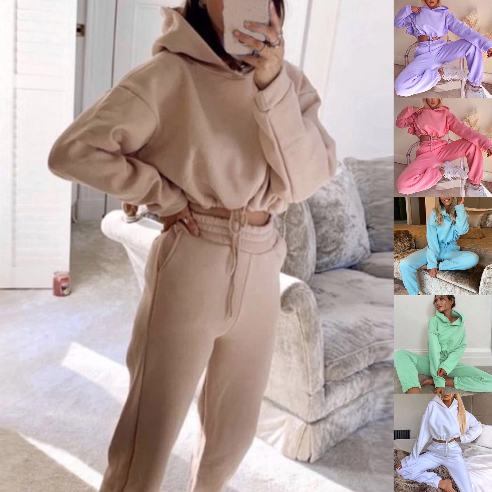 Lovemi -  Jogging Suits For Women 2 Piece Sweatsuits Tracksuits Sexy Long Sleeve HoodieCasual Fitness Sportswear