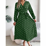 Polka Dot Maxi Dress with Belt
