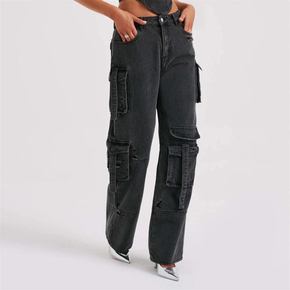 Women's American-style Low Waist Three-dimensional Pocket Stitching Jeans