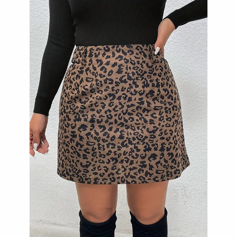 Leopard Print High Waist Mini Skirt