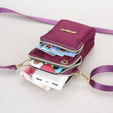 Sac de téléphone portable femmes sac à bandoulière 3 couches fermeture éclair conception petits sacs à bandoulière portefeuille porte-monnaie