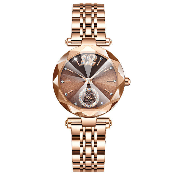 Women's Fashionable Multi-pronged Gradient Glass With Diamond Face Watch