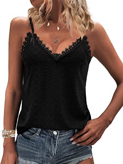 Solid Color Hollow Lace Strappy T-shirt