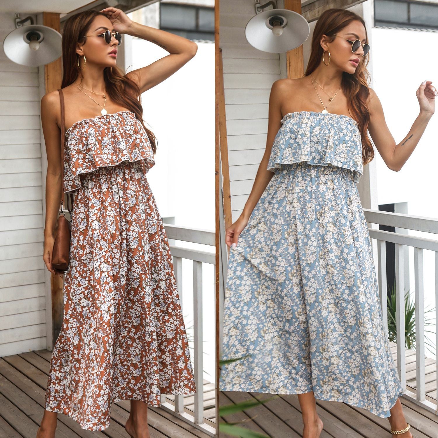 Trendy Floral Tube Top Dress