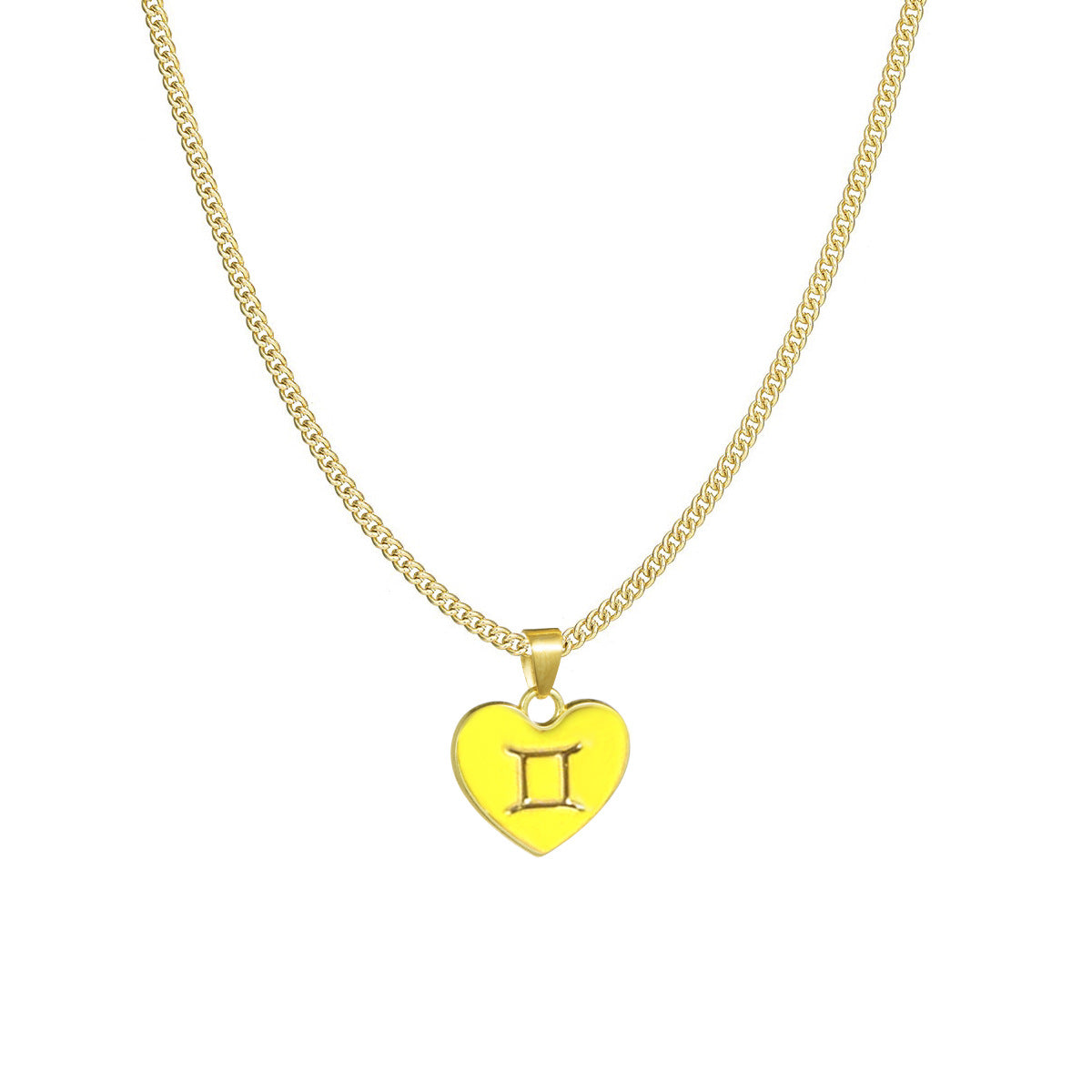 Lovemi -  12 Constellation Love Necklace Ins Personalized Heart-shaped Necklace Clavicle Chain Fashion Jewelry For Women Valentine's Day