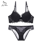Lovemi -  Womens Lace Bra Brief Sets Seamless Push up Bras White Black Sexy Lingerie Gathering france bras Plus size Cup