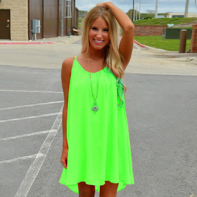 Lovemi -  Fluorescent Chiffon Voile Beach Dress