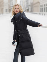 Elegant Over-the-Knee Puffer Coat – Cozy Winter Luxury