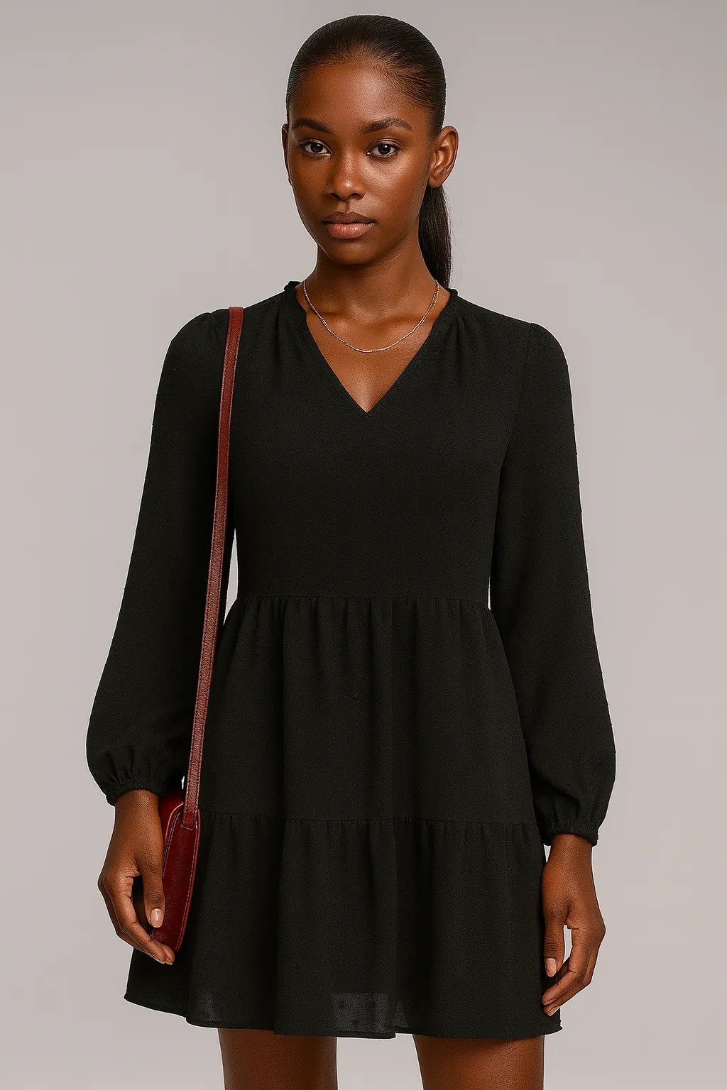 Elegant Chiffon V-Neck A-Line Dress