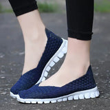 Lovemi -  Women Shoes Summer Casual Flats Breathable Female Sneakers Woven Walking Shoes Slip On Ladies Loafers Handmade Shoes Size 35-40