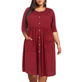 Lovemi -  Big size 9XL dress for Fat MM 2022 Women Summer Dress Loose pocket design solid plus size dresses women clothing dress vestidos