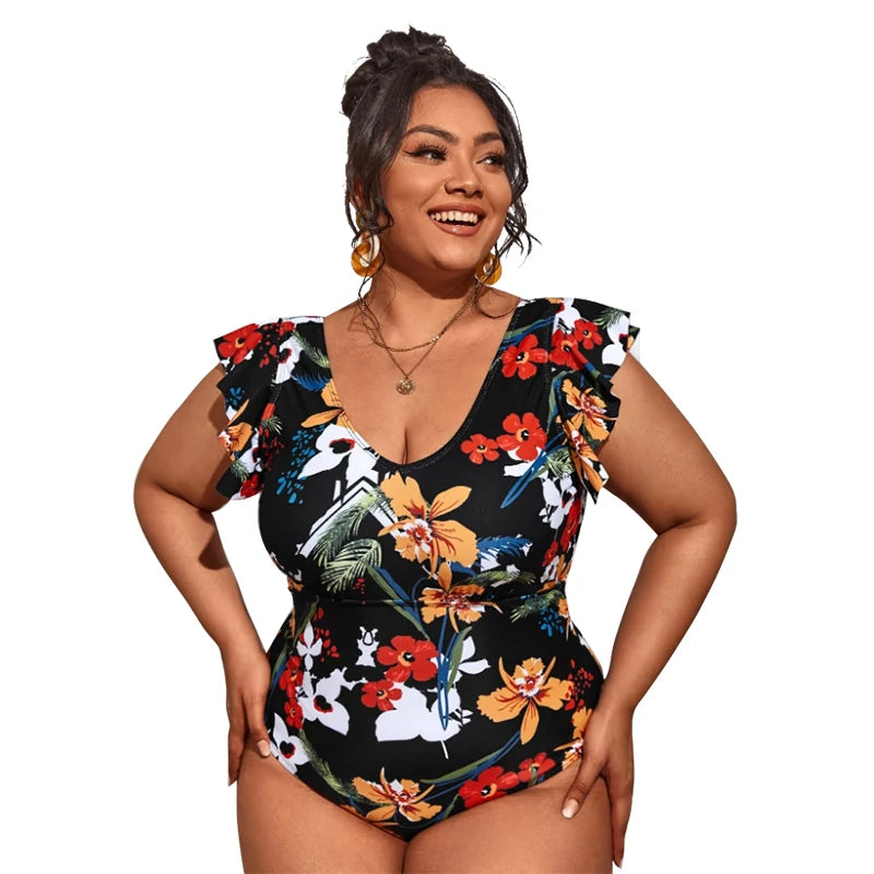 Lovemi -  2022 Women Swimsuit One Piece Plus Size Push Up Swimwear Large Big Plussize Swimming Suits Beachwear Bathing Suits