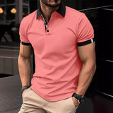 Men's Casual Button Solid Color Short Sleeves