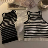 Lovemi -  Korean Version Women Tank Tops Thread Solid Casual Fashion Crop Top with Chest Pad Stripe Sleeveless Outer Wear Basic Camisole