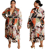Lovemi -  Autumn Women Plus Size Dress Bohemian Dresses with Belt Long Sleeve V-neck A-line Casual OL Elegant Dress Wholesale Dropship