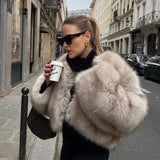 Lovemi -  Iconic Street Fashion Week Luxury Brand Gardient Cropped Faux Fur Coat Women Winter 2023 Hot Cool Girls Fluffy Short Fur Jacket