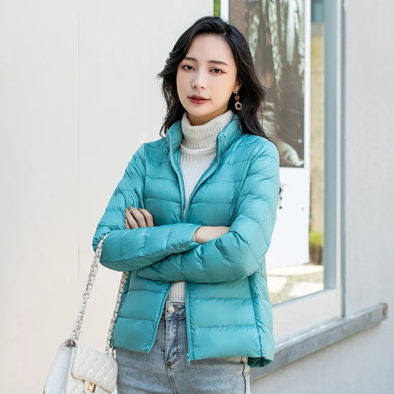 Lovemi -  Women Spring Jacket Fashion Short Ultra Lightweight Packable Puffer Coats 15 Colors Female Down Warm Korean Slim Fit Parkas 5XL
