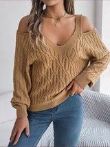 Off-Shoulder Cable Knit Layer