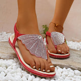 Lovemi -  New Rhinestone Shell Flip-Flops Sandals Summer Beach Shoes For Women Fashion Casual Low Heel Flat Slides Slippers
