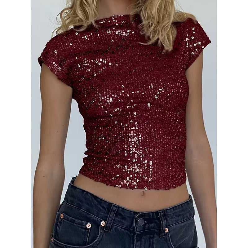 Sequin Backless Party Top