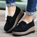 Lovemi -  New Tassel Bow Design Shoes For Woman Fashion Thick Bottom Wedges Shoes Casual Slip On Solid Color Flats