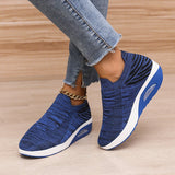 Lovemi -  New Stripe Design Mesh Shoes Fashion Slip On Air Cushion Shoes Breathable Round-toe Flats Women