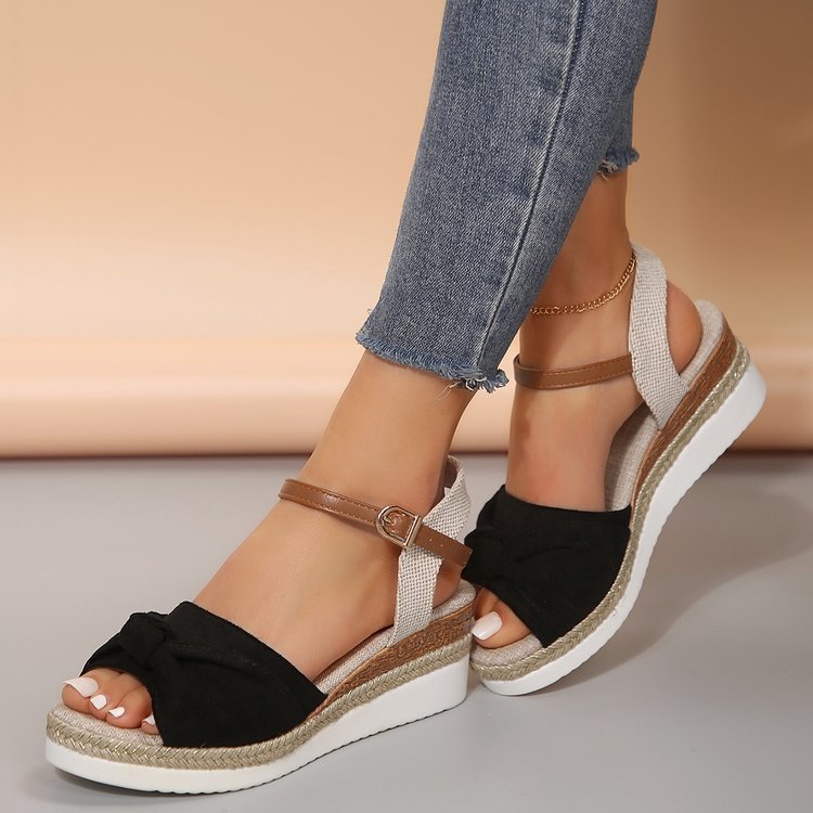 Lovemi -  Thick-Soled Bow Sandals