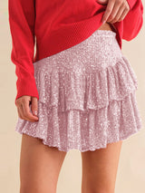 Lovemi -  High Waist Sequined Pleated Skirt Women's Clothing Hot Girl Party Short Dress