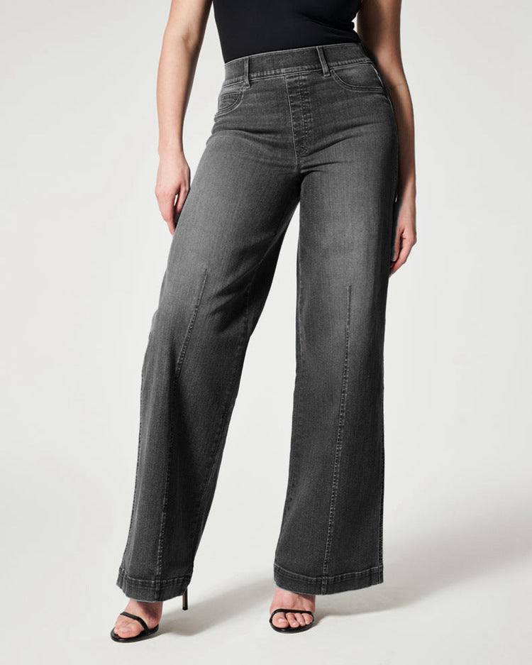 Lovemi -  Women's Straight Jeans Mid Waist Wide Leg Pants High Elastic Waist Trousers