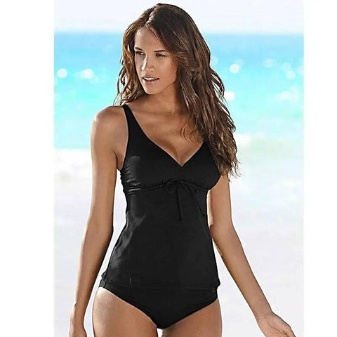 Bikini Ladies Split Swimsuit Printed Swimwear-Black-2