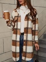 Chic Colorblock Plaid Puffer Jacket