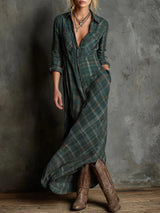 Effortless Plaid Long Sleeve Dress